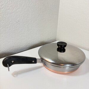 VTG Pre1968 Revere Ware 8in Skillet Double Circle Riverside CA Copper Clad w Lid